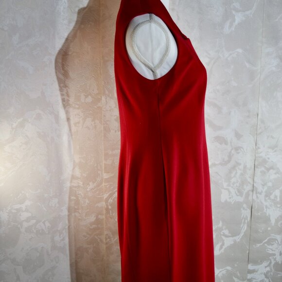 Talbots Red Sleeveless Midi Dress | Square Neck | 6P Petite - Picture 4 of 5